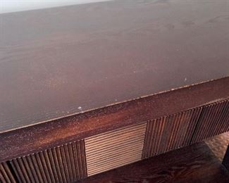$60 SLIM MODERN BROWN CONSOLE TABLE 
46.25”L x 15.75”D x 30”H