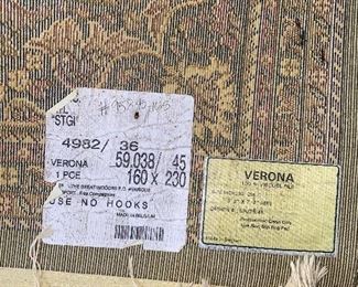 $150 VERONA AREA RUG MADE IN BELGIUM
100% VISCOSE PILE
5’3”W x 7’7”L
