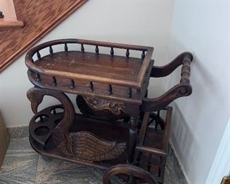 $95 VINTAGE WOODEN SWAN TEA CART
33”L x 18”W x 27”H
