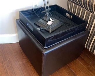 $10 SMALL TABLE WITH STORAGE-SOLD AS IS/ PLEATHER PEELING 