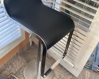 $45 EACH 2 BLACK FAUX LEATHER AND METAL  BARSTOOLS 