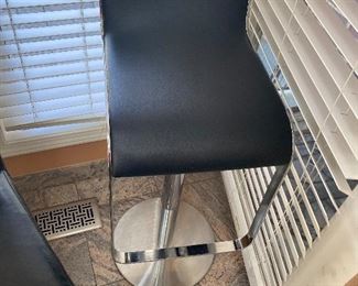 $45 EACH 2 BLACK FAUX LEATHER AND METAL  BARSTOOLS 