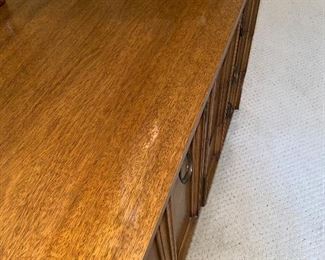 $95 DIXIE MCM VINTAGE DRESSER WITH MIRROR
72”L x 18.5”D x 77”H WITH MIRROR 
30.25”H WITHOUT MIRROR 
