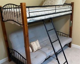 $250 KIDS TWIN BUNK BED WITH FUTON / WOOD AND METAL
79”L x 42”D x 64”H