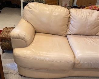$250 BEIGE / SAND COLOR LEATHER SOFA
90”L x 38”D x 35.5”H