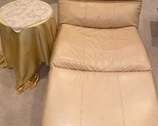 $150 BEIGE / SAND LEATHER LOUNGE CHAIR 
60”L x 33”D x 35.5”H