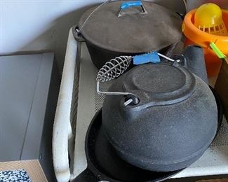 CAST IRONS POTS AND SKILLET