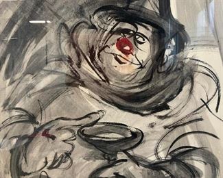 Bily Snel Signed Painting, Portrait of Clown
