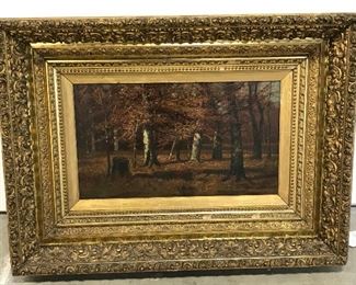 Gilt Wood Framed Oil Painting on Panel Landscape