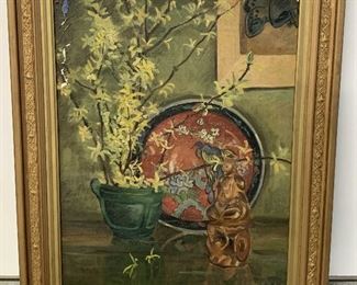 W. Tiberg Signed Oil Painting on Canvas Still life