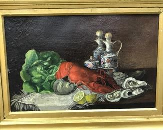 Oil painting on Canvas Still life With Lobster