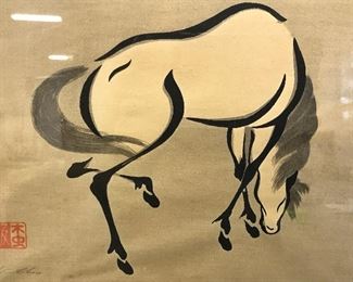 Signed Japanese Ink Painting, Horse