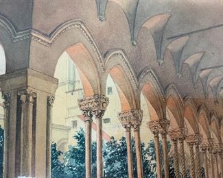 H Gunthert Signed Palermo 1842 Watercolor Painting