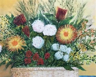 Chaim Goldberg Signed Floral Acrylic Painting