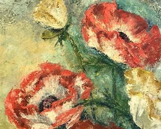C.C. Brackett Signed Oil Painting Canvas Flowers