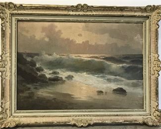 Signed Oil on Canvas Seashore Painting