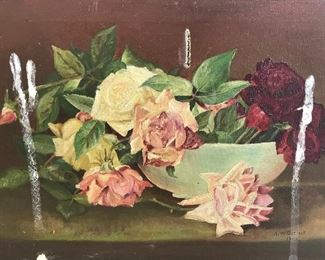 A.W.Gottlock Signed Oil Painting Floral Still Life