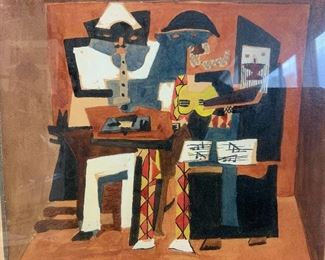 Picasso Three Musicians Watercolor Reproduction