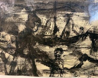 S Brecher Nocturne Ink Drawing