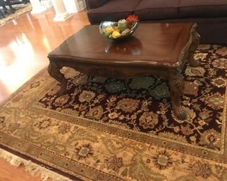 Solid Wood Coffee Table - Beautiful carving on legs and sides.