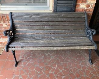 Outdoor Iron and Wood Bench