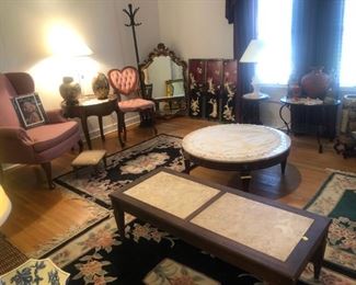 Round Marble Top Table, Rugs, Oriental Pictures and Mirror