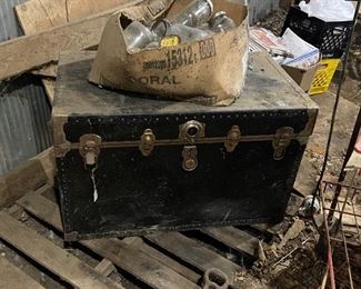 Old trunk and old jars