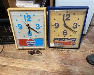 old pepsi light-up clocks