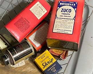 Old products and tins 