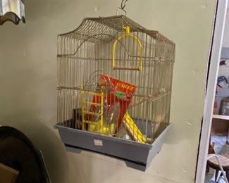 vintage new old stock bird cage with accessories