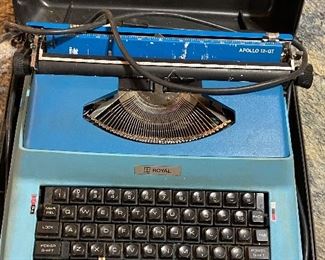 vintage blue typewriter 