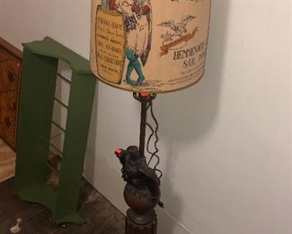 impressive eagle base floor lamp with "sail maker" nautical shade.