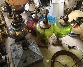 over 200 lamp all vintage and lamp shades, parts, and more. 