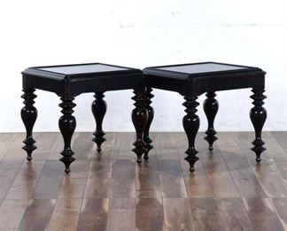 Pair Gothic Revival Turned Leg End Tables
