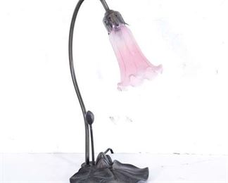 Pink Glass Trumpet Flower Table Lamp