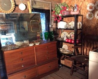 MID CENTURY MODERN BEDROOM SET -DRESSER WITH MIRROR-BED-HIGHBOY