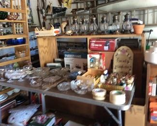 OLD AND NEW GLASSWARE /LANTERNS