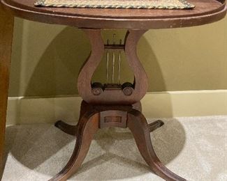 Antique harp side table ===> $90