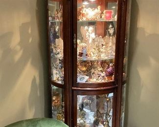 ALT-VIEW: Vintage Lighted Curio Cabinet w/glass shelving ===> $600 /OBO (Contents sold separately)