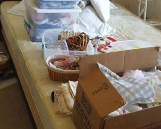 Partial of sewing items & full size bed Inc box &springs