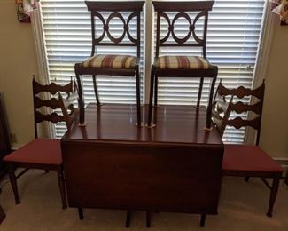 Mahogany Drop Leaf Dining Table and Chairs 