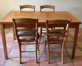 Danish Extendable Dining Table, 4 Ladderback Chairs