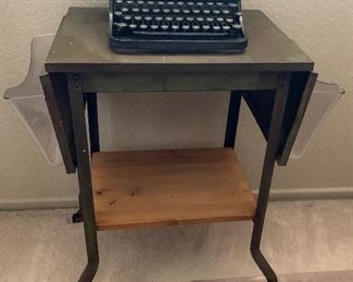 Metal Rolling Cart, Vintage Typewriter