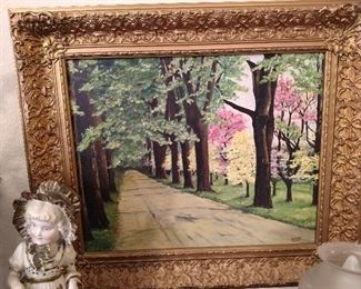 Antique oil painting beautiful frame