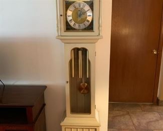 Grandmother Clock by RIDGEWAY in Antique Cream Paint Finish