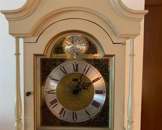 Grandmother Clock by RIDGEWAY in Antique Cream Paint Finish