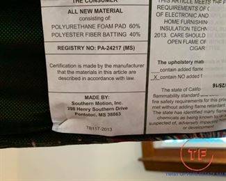 SOUTHERN MOTION Custom Upholstered Push Back Recliner