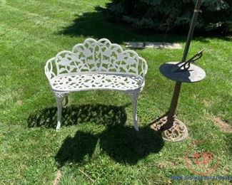 Heavy Cast Iron Garden Bench with Cast Iron Sun Dial