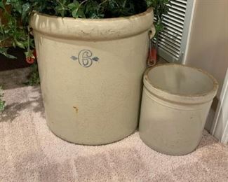 Antique "6" Stoneware Crock