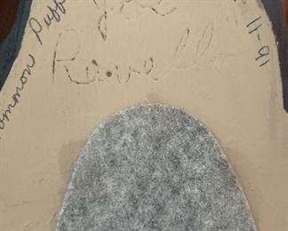 Hand Carved Common Puffin Signed P Holland 1991